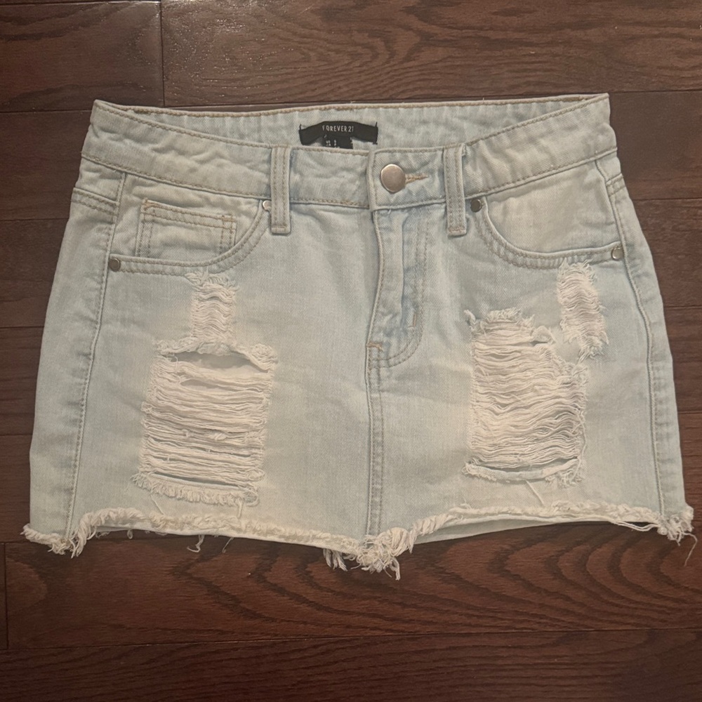 Forever 21 Distressed Mini denim Skirt